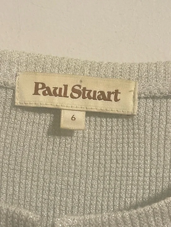 NWT Paul Stuart Japanese Cotton Blend Sparkle Cardigan - Size 6 - Grey/Silver - Picture 4 of 8